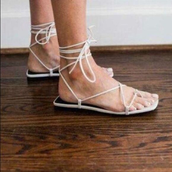 Revolve Alias Mae Anika Strappy Tan leather wrap up sandals EU 38 US 7.5-8 BoxO - Picture 2 of 11